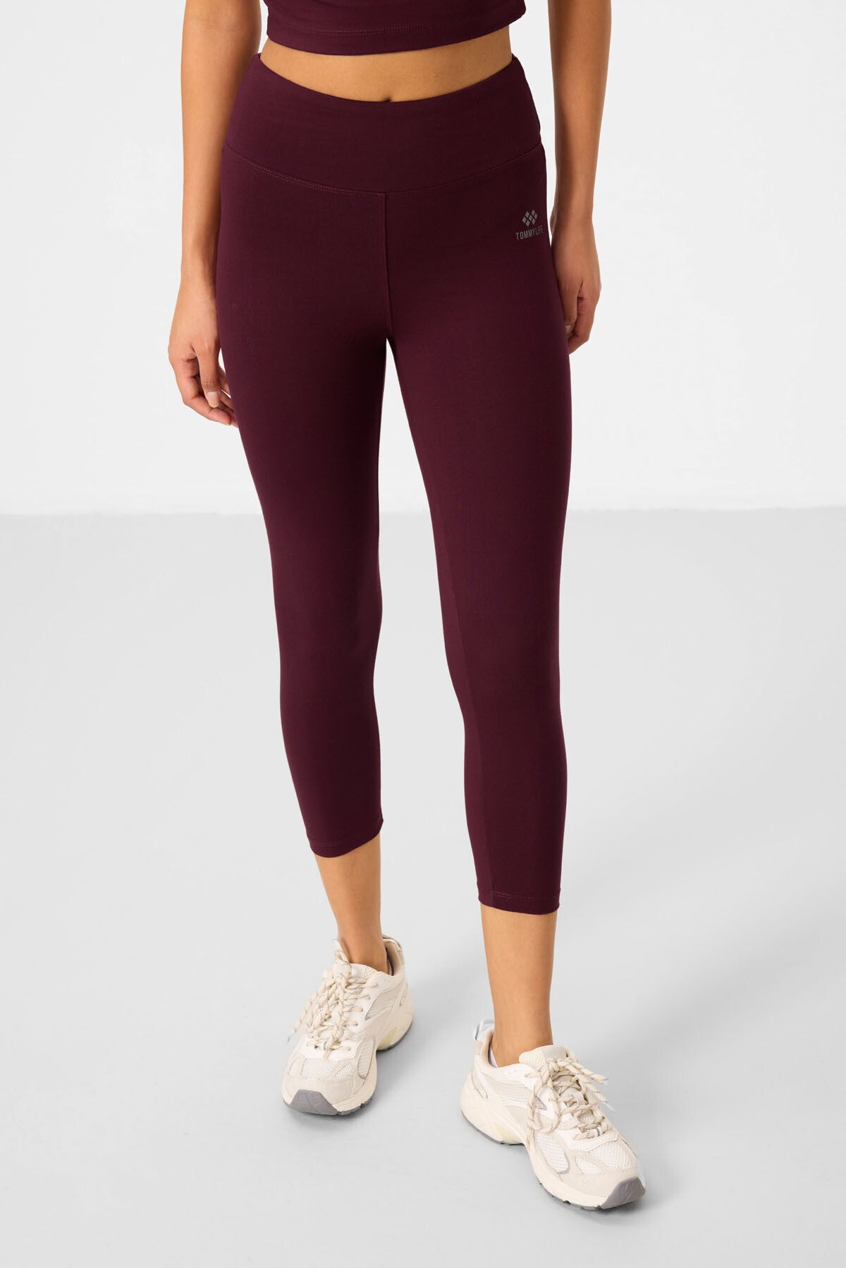 Bordo high waist capri crop t-shirt slim fit women tights set - 95285