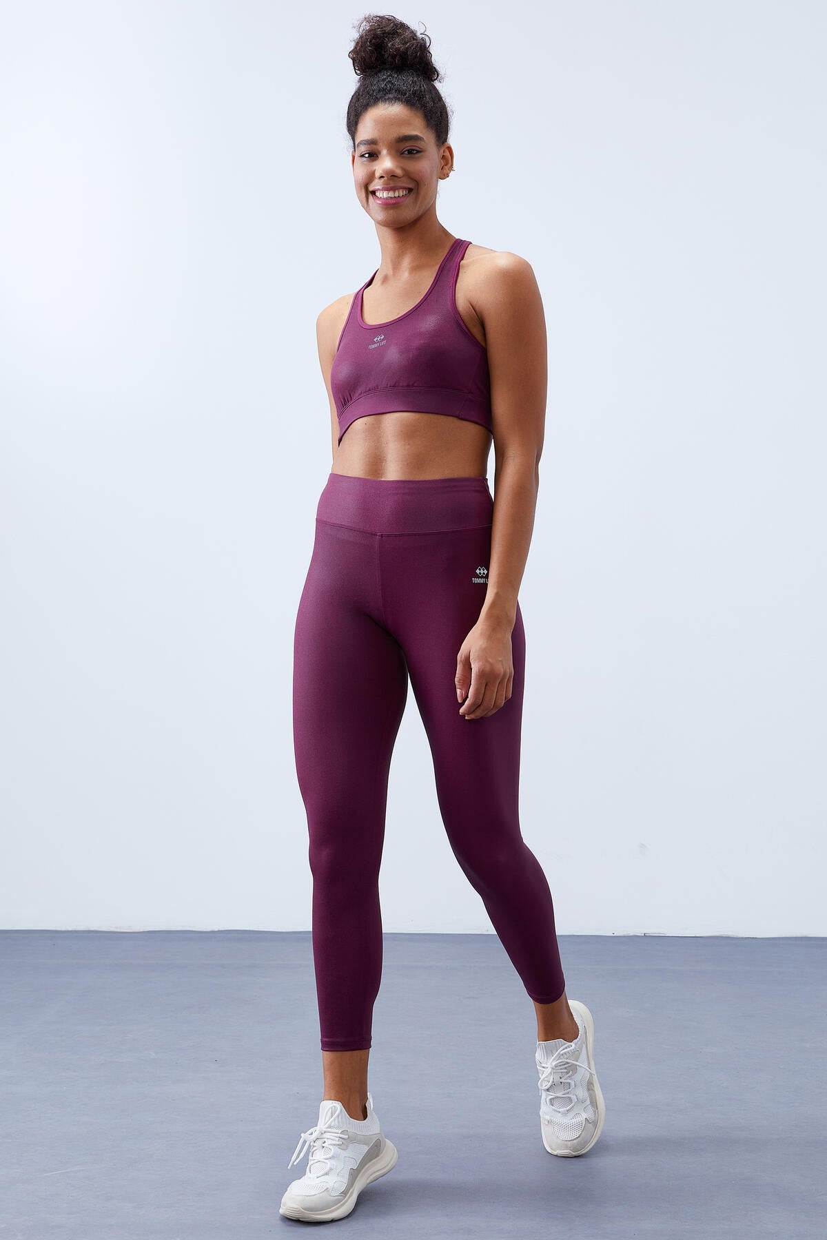 High Waist Wrap Cross Back Detailed Slim Fit Women's Tights Set - 95282