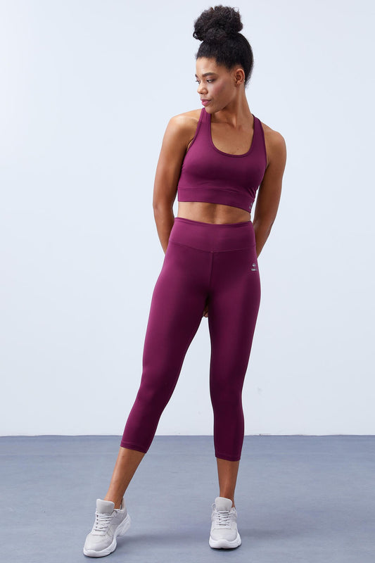 High Waist Wrap-up Cross Back Detailed Slim Fit Women's Tights Set - 95283