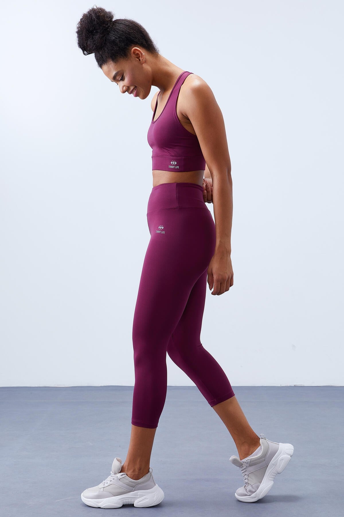 High Waist Wrap-up Cross Back Detailed Slim Fit Women's Tights Set - 95283