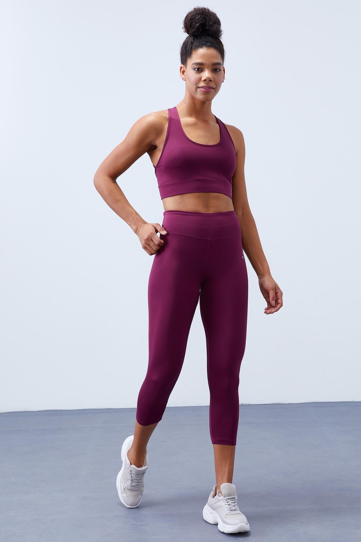 High Waist Wrap-up Cross Back Detailed Slim Fit Women's Tights Set - 95283