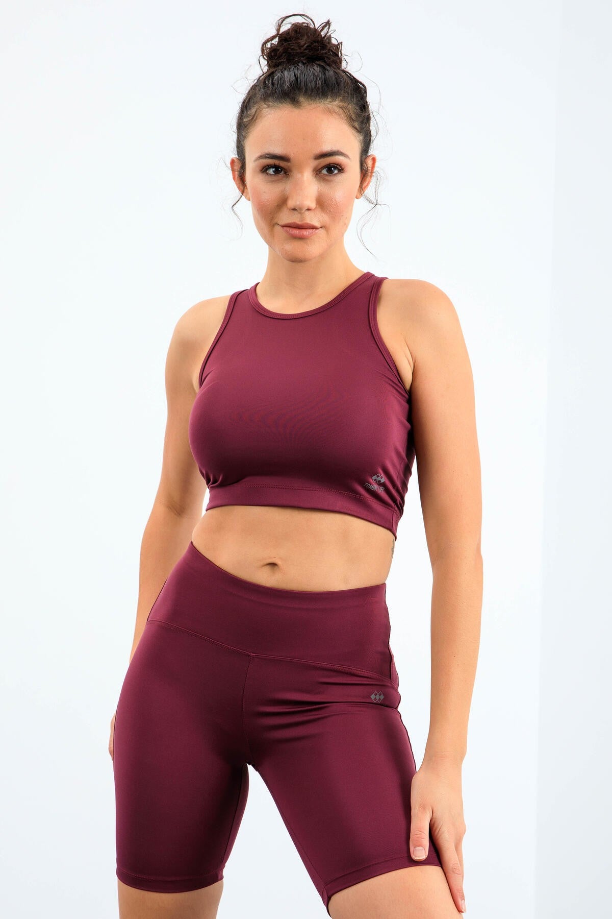 High Waist Wrap-up Slim Fit Crop Biker Women's Tights Set - 95302