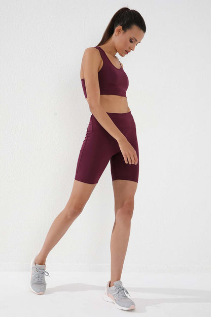 High Waist Wrap-up Short Biker Women's Tights - 91007