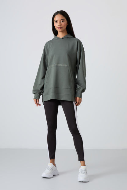 Balloon Sleeve Embroidered Women's Oversize Tunic Sweatshirt - 97163