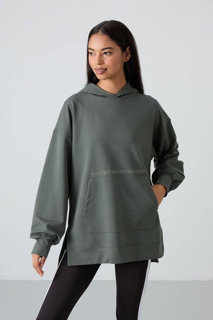 Balloon Sleeve Embroidered Women's Oversize Tunic Sweatshirt - 97163
