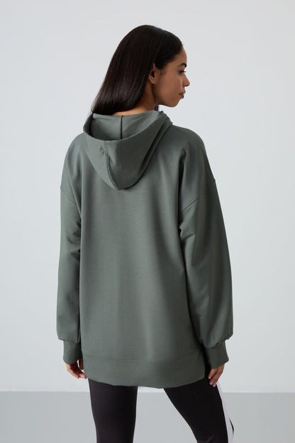 Balloon Sleeve Embroidered Women's Oversize Tunic Sweatshirt - 97163