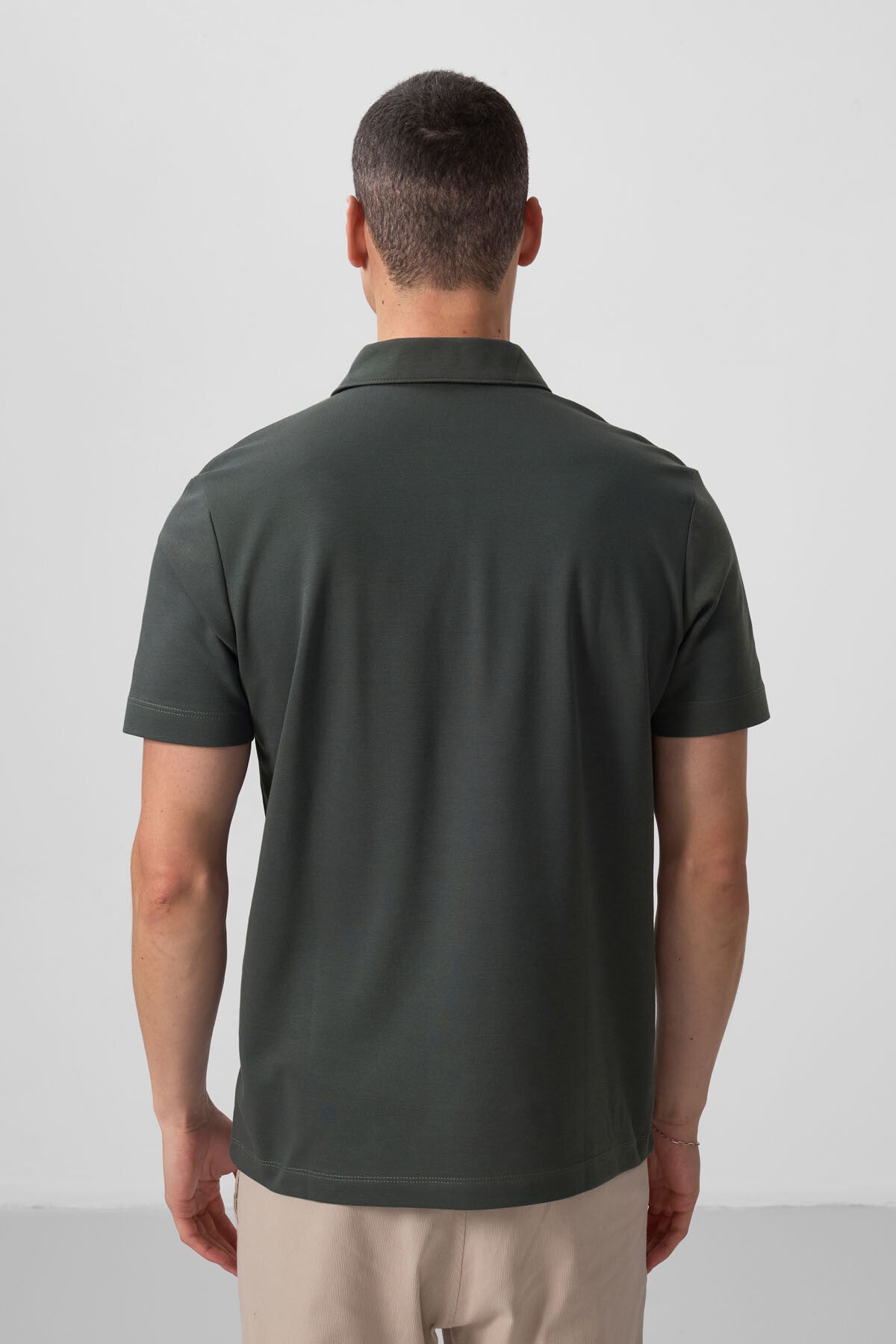Basic Chest Logo Standard Fit Knitted Polo Collar Men's T-Shirt - 87768