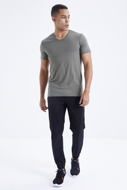 Basic short-sleeved standard V Collar men's T-Shirt - 87912