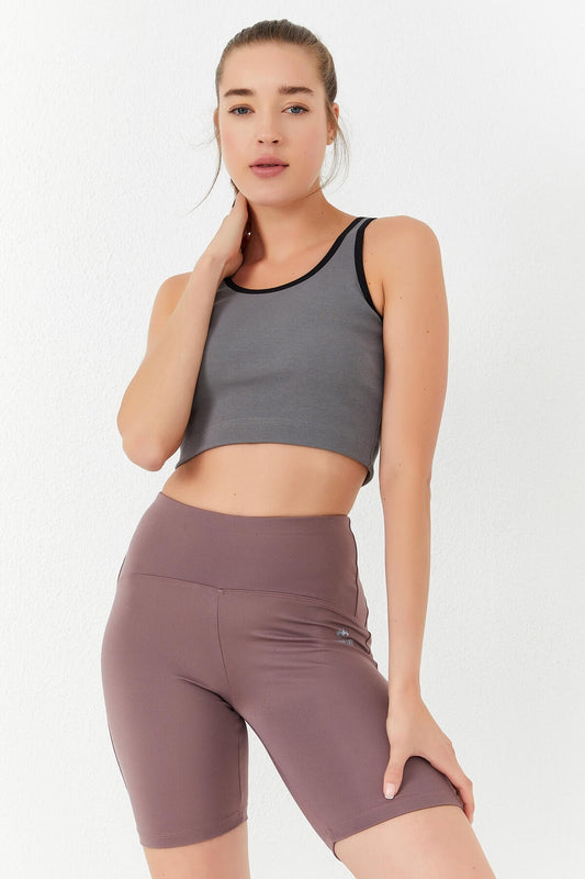 Basic Zero Sleeve Narrow Cut U Neck Women's Crop Top Singlet - 97162