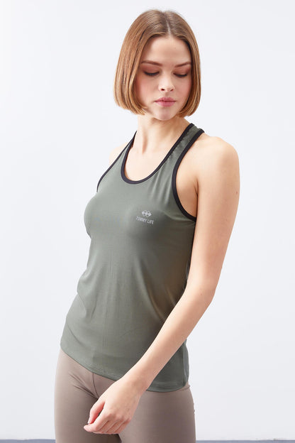 Cross-Strap Sleeveless Standard Fit Women's Sports Singlet - 97094