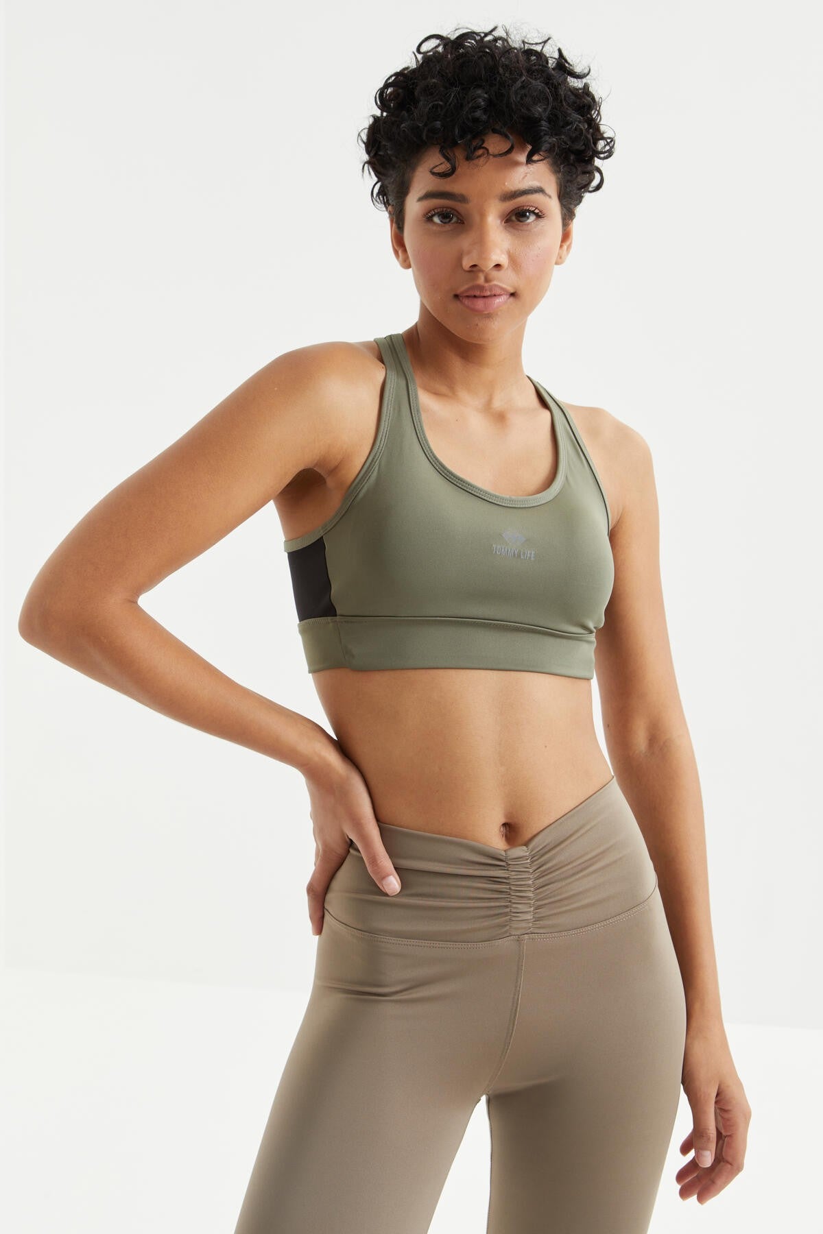 Cross Back Detailed Slim Fit U Collar Pedal Women's Sports Bustier - 97121