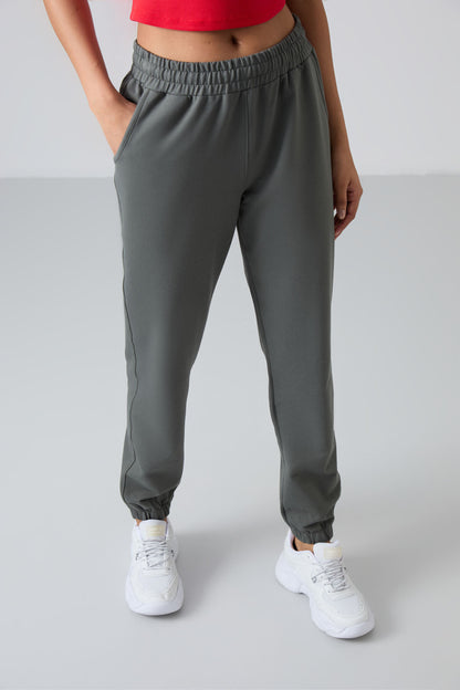 High Waist Comfortable Elastic Cuffed Women's Tracksuit Bottom - 94583