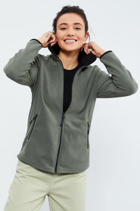 Zippered Comfort Fit Women's Fleece Sweatshirt - 97173
