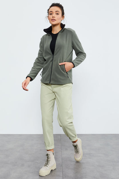 Zippered Comfort Fit Women's Fleece Sweatshirt - 97173