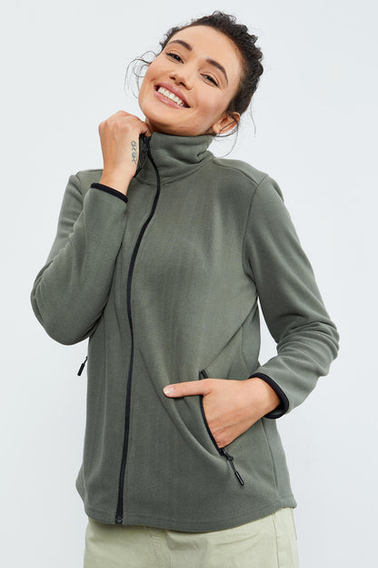 Zippered Comfort Fit Women's Fleece Sweatshirt - 97173