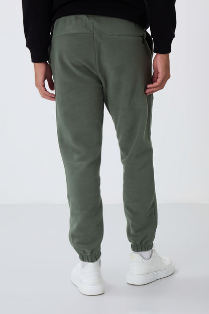 Hidden Zipper Comfort Fit Elastic Cuffed Fleece Men's Tracksuit Bottom - 84866