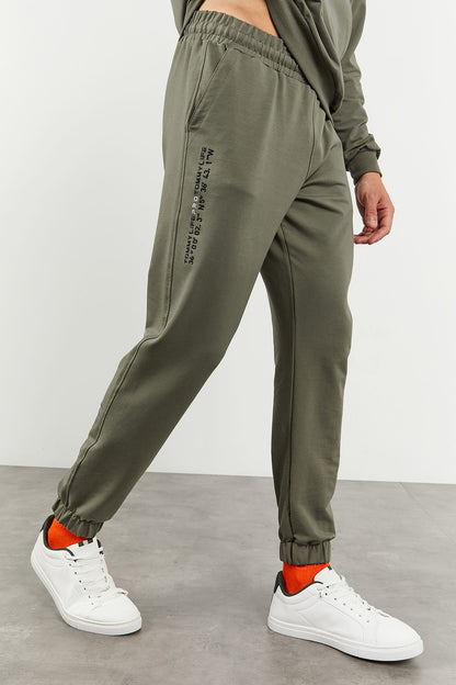 Hooded Kangaroo Pocket Elastic Cuffed Men's Oversize Tracksuit Set - 85117