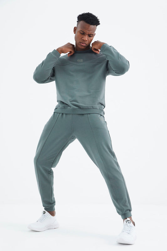 Keith Khaki Basic Men's Tracksuit Set - 85231