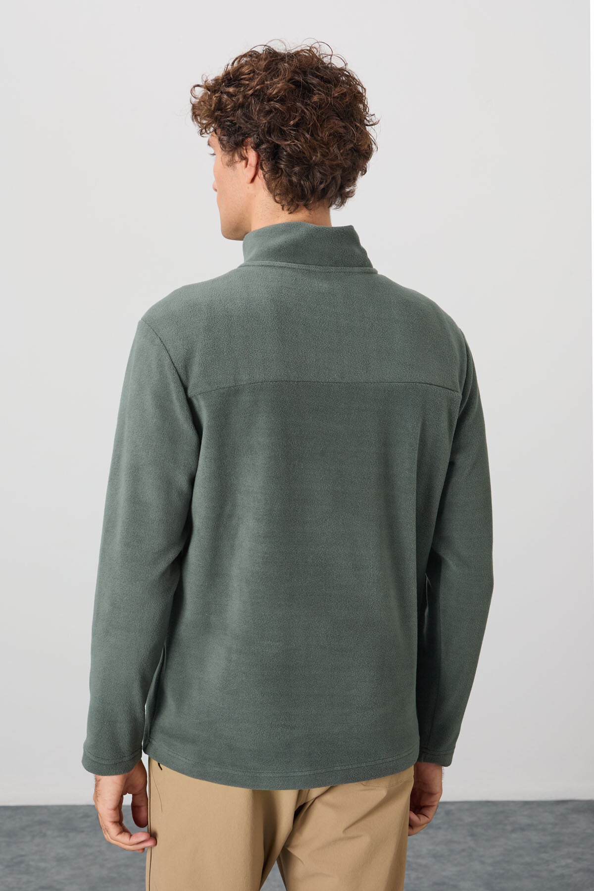 River Khaki Stand-Up Collar Men's Fleece Sweatshirt - 88310