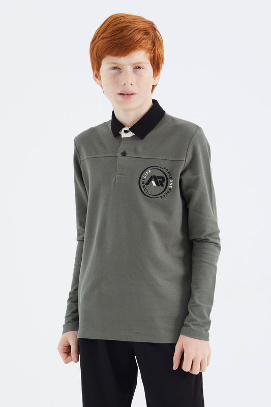 Khaki Polo Collar Boys' T-Shirt - 11172