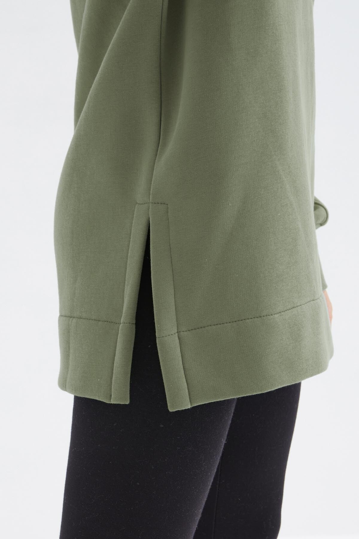 Raglan Sleeve Basic Hooded Oversize Sweatshirt Tunic - 97242