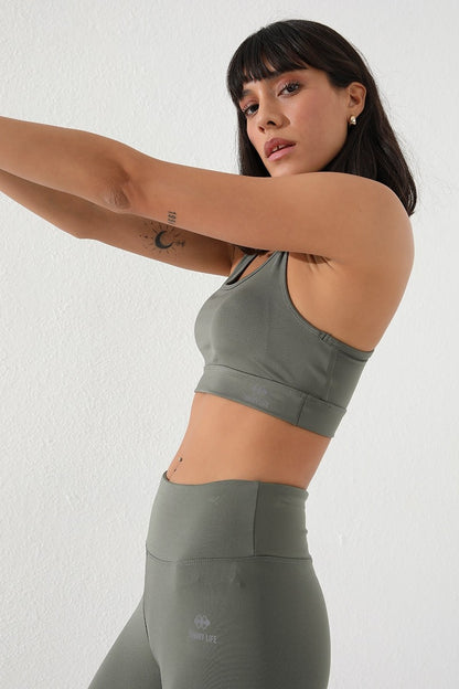 Detailed Sleeve and Collar Women's Sports Bustier - 97120