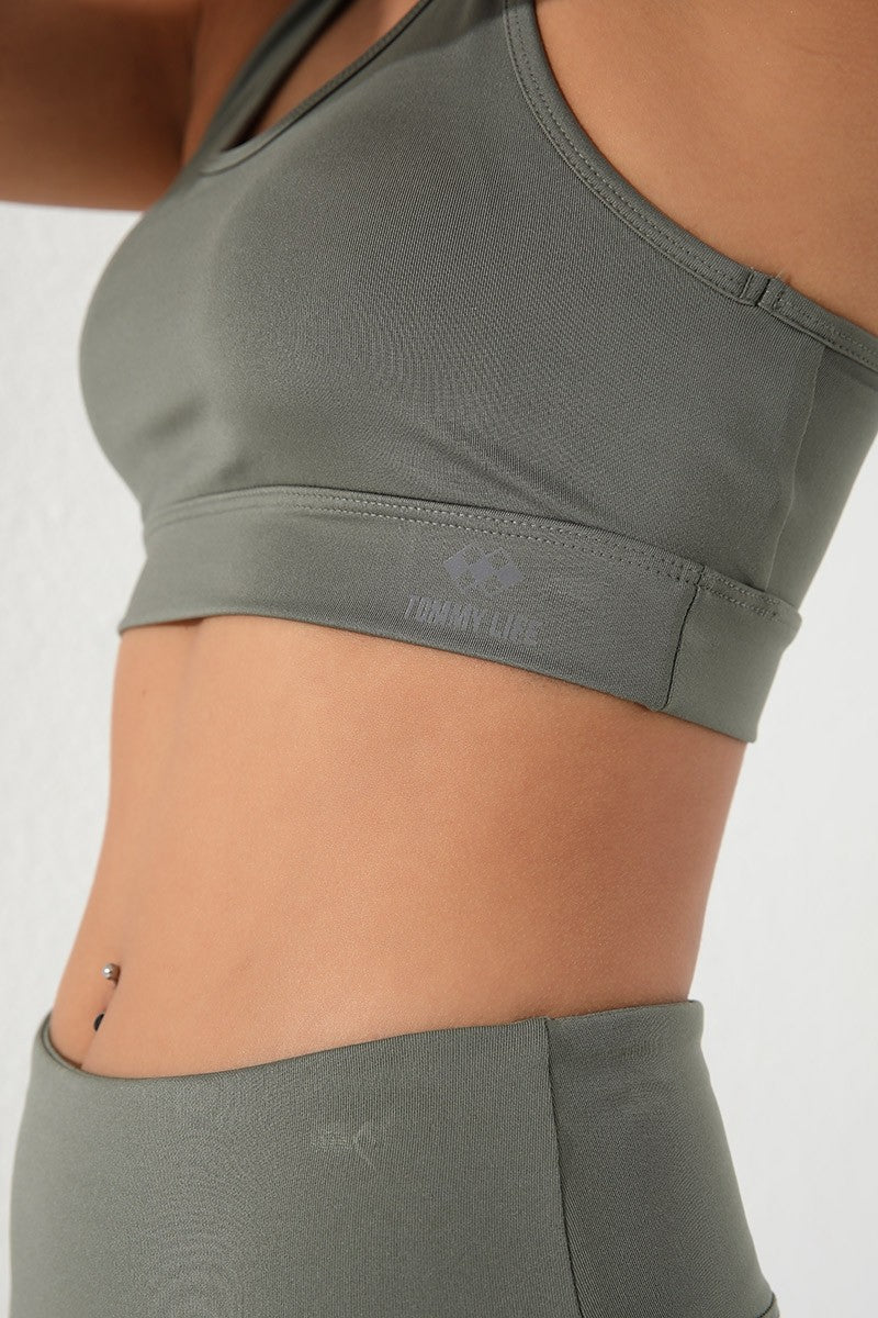 Detailed Sleeve and Collar Women's Sports Bustier - 97120