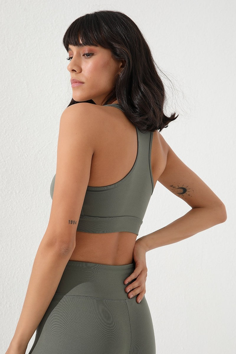 Detailed Sleeve and Collar Women's Sports Bustier - 97120