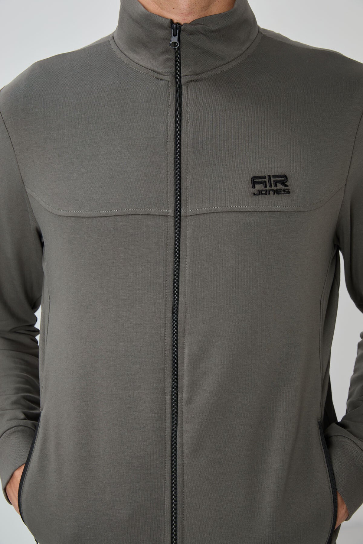 Khaki - Black Jogger Tracksuit Set - 85178