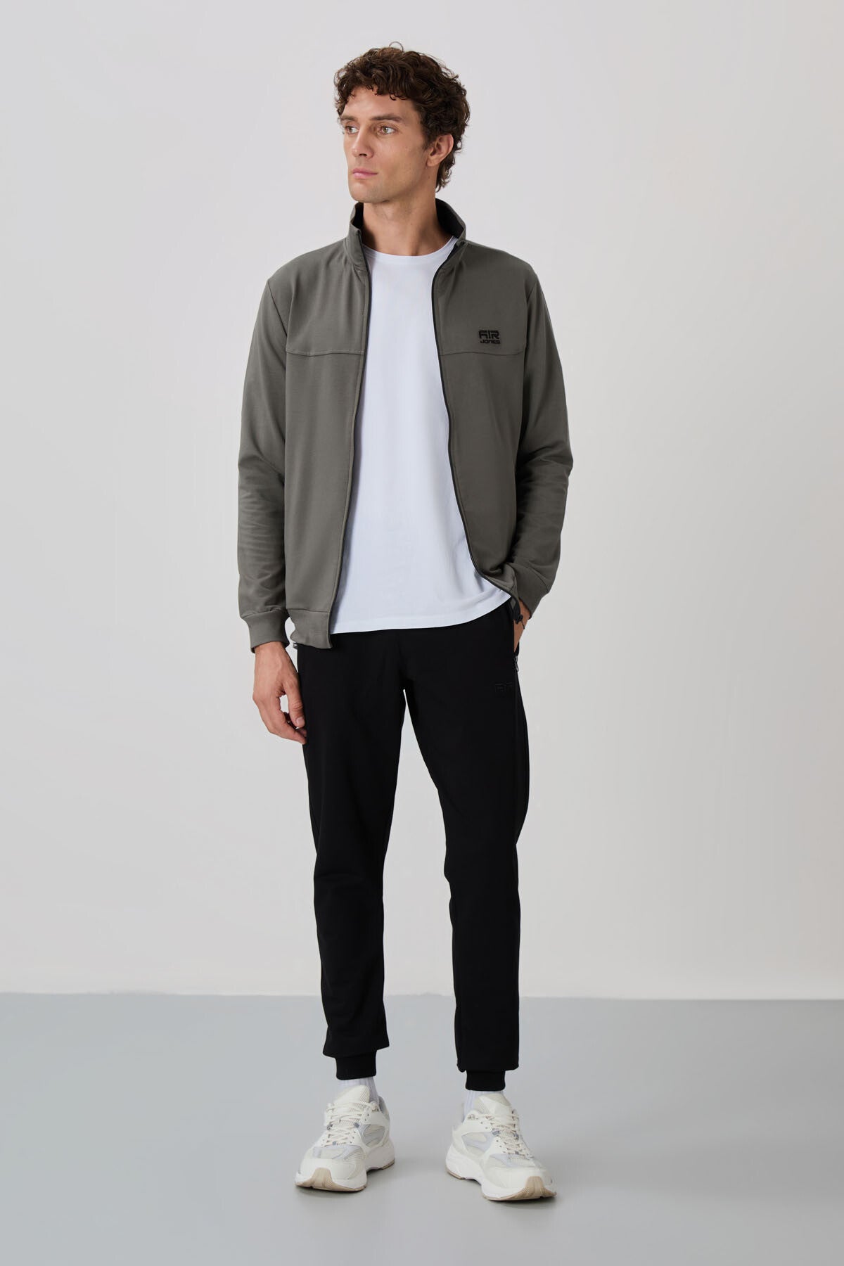 Khaki - Black Jogger Tracksuit Set - 85178