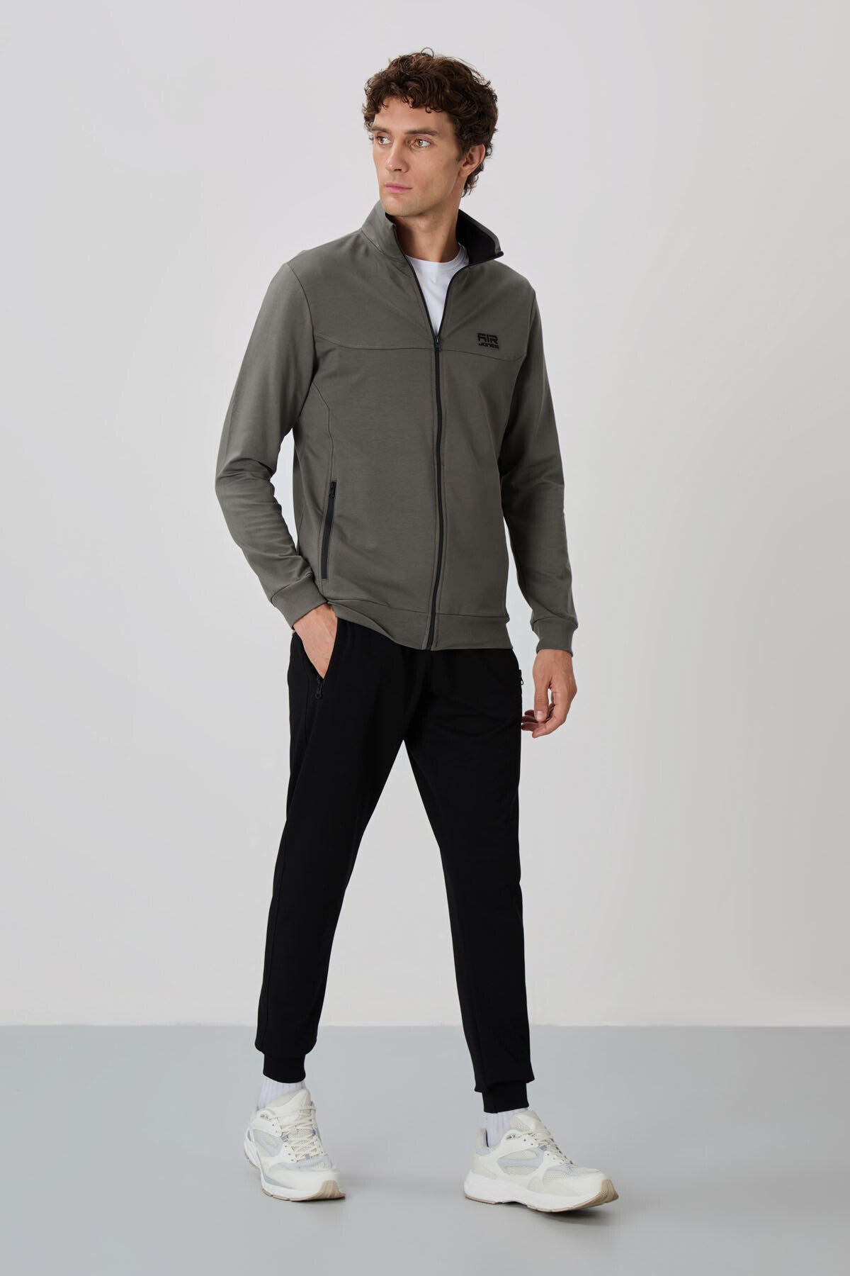 Khaki - Black Jogger Tracksuit Set - 85178