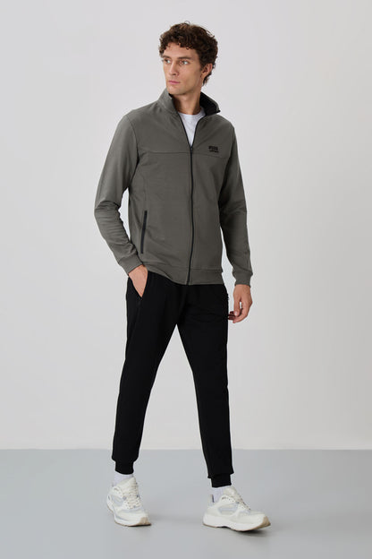 Khaki - Black Jogger Tracksuit Set - 85178