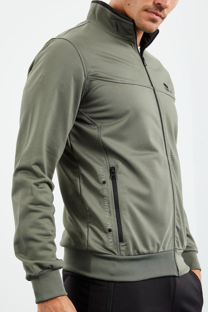 High Neck Zipper Standard Fit Classic Cuff Men's Tracksuit Set - 85162