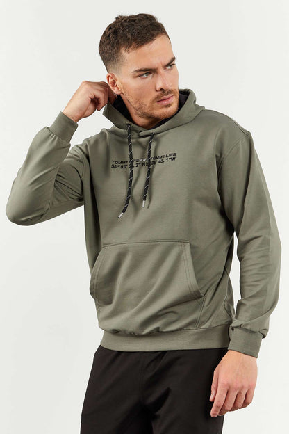 Black Hooded Kangaroo Pocket Elastic Cuffed Men's Oversize Tracksuit Set - 85117