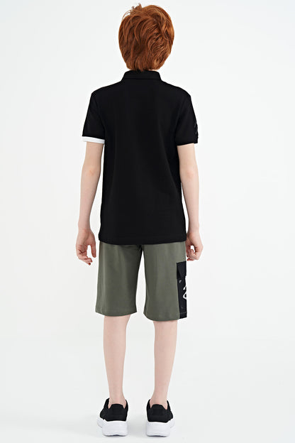 Side Pocket Detailed Embroidered Standard Fit Boys Shorts - 11142