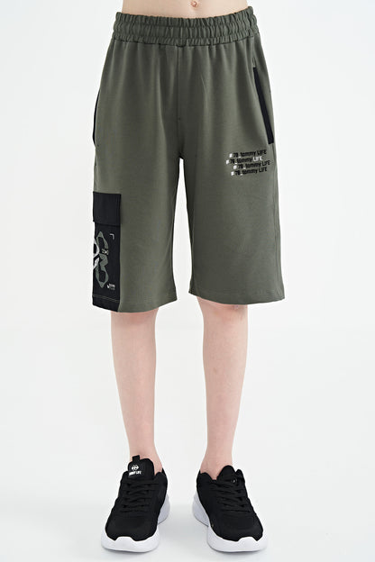 Side Pocket Detailed Embroidered Standard Fit Boys Shorts - 11142