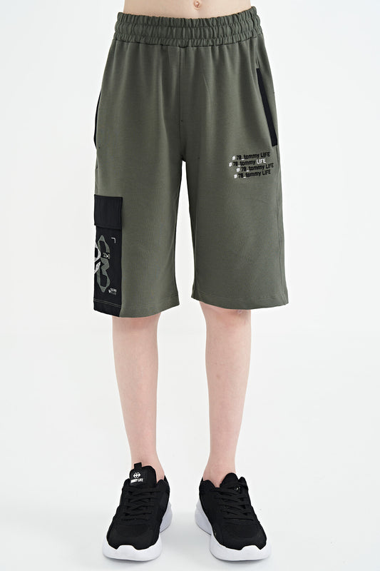 Side Pocket Detailed Embroidered Standard Fit Boys Shorts - 11142