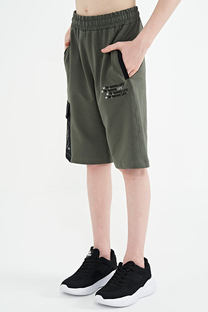 Side Pocket Detailed Embroidered Standard Fit Boys Shorts - 11142
