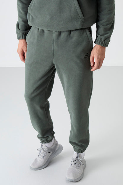 Half Zipper Stand Collar Elastic Cuff Fleece Men's Tracksuit Set - 85159