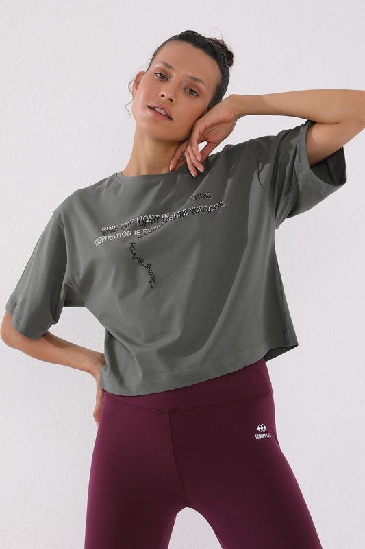 Print O Collar Women's Oversize T-Shirt - 97135