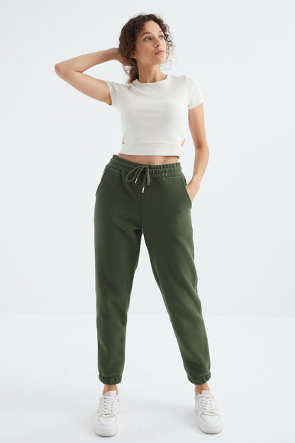 High Waist Basic Laced Jogger Polar Women's Tracksuit Bottom - 94622