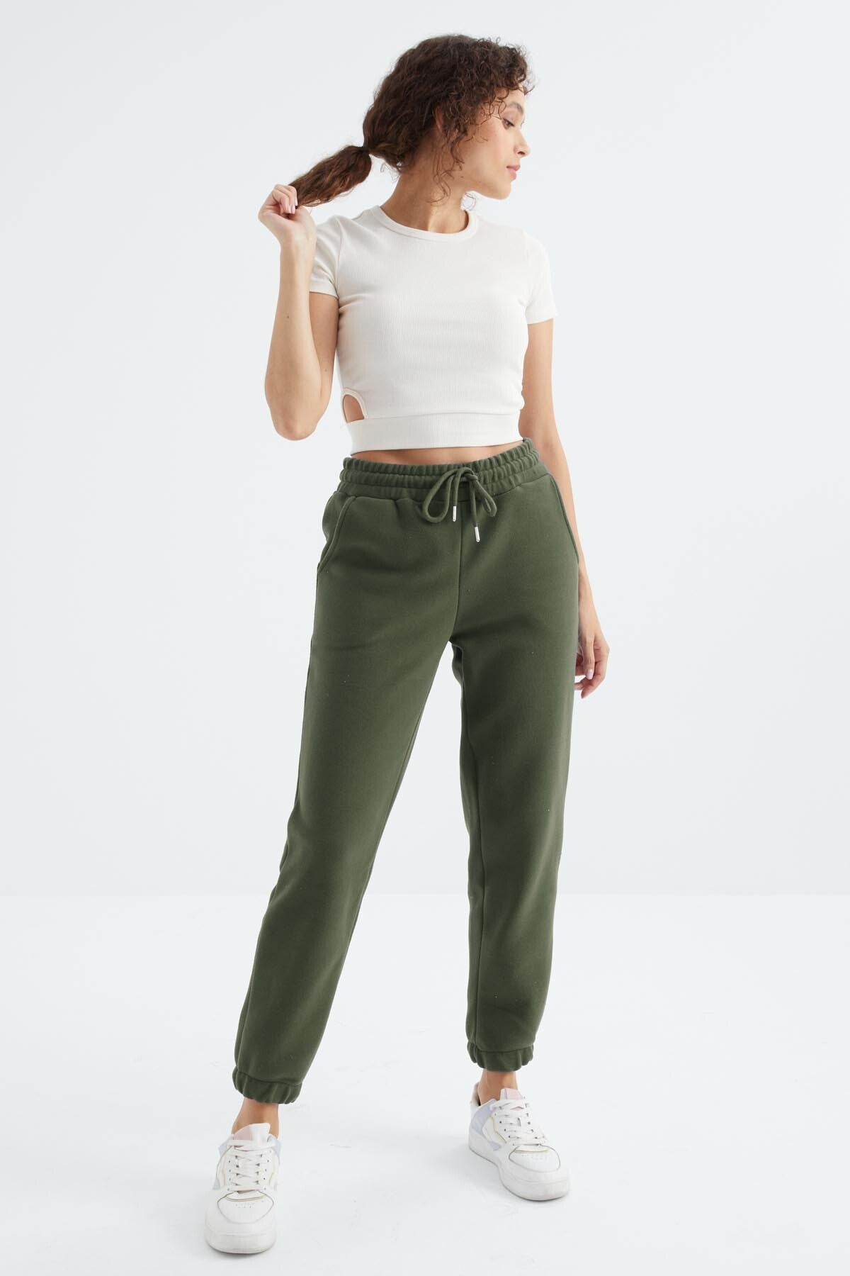 High Waist Basic Laced Jogger Polar Women's Tracksuit Bottom - 94622