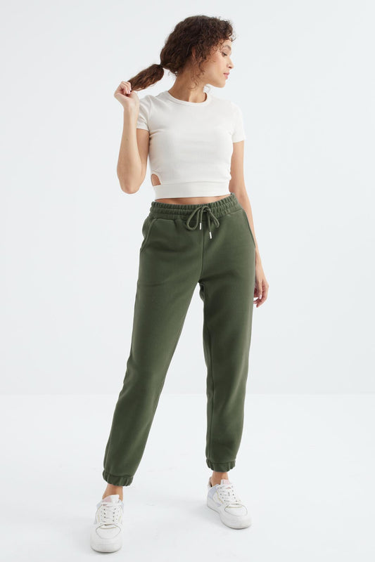 High Waist Basic Laced Jogger Polar Women's Tracksuit Bottom - 94622