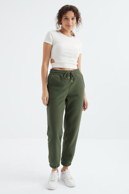 High Waist Basic Laced Jogger Polar Women's Tracksuit Bottom - 94622