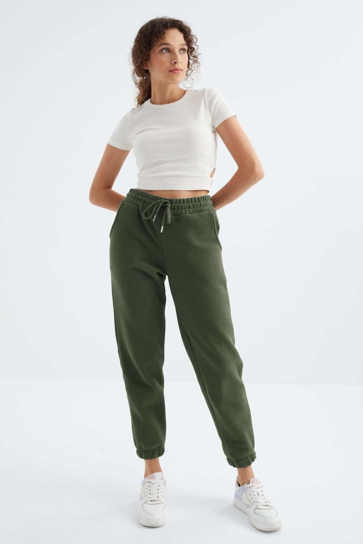 High Waist Basic Laced Jogger Polar Women's Tracksuit Bottom - 94622