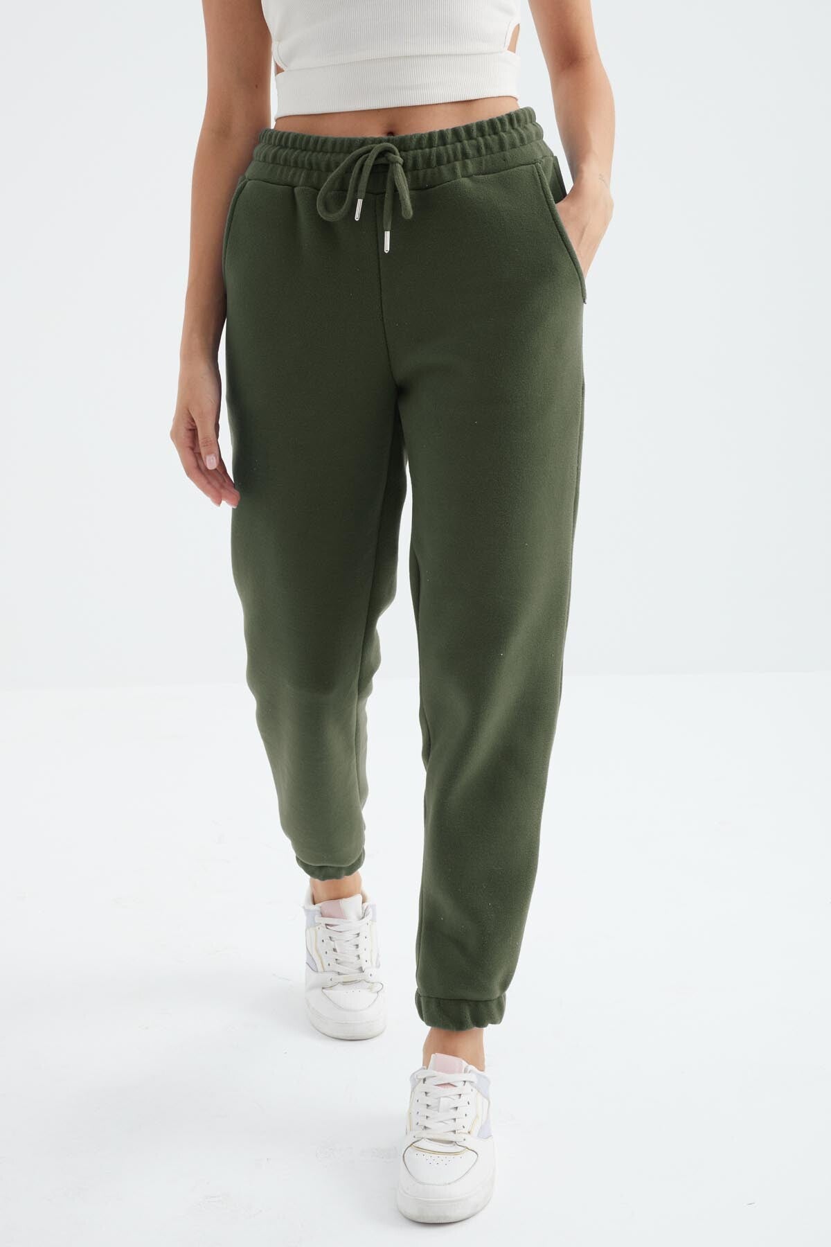 High Waist Basic Laced Jogger Polar Women's Tracksuit Bottom - 94622