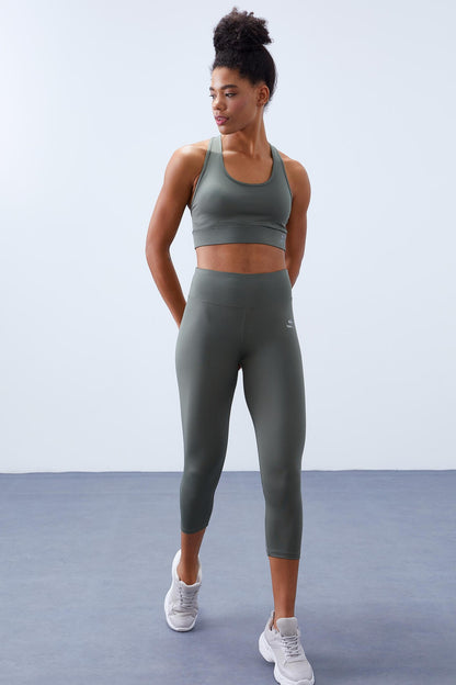 High Waist Wrap-up Cross Back Detailed Slim Fit Women's Tights Set - 95283