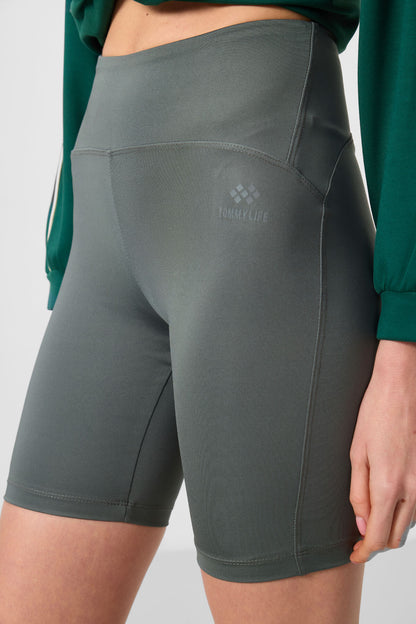 High Waist Wrap-up Short Biker Women's Tights - 91007
