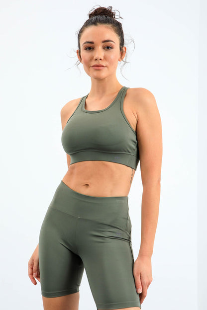 High Waist Wrap-up Slim Fit Bustier Biker Women's Tights Set - 95303