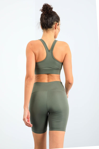 High Waist Wrap-up Slim Fit Bustier Biker Women's Tights Set - 95303